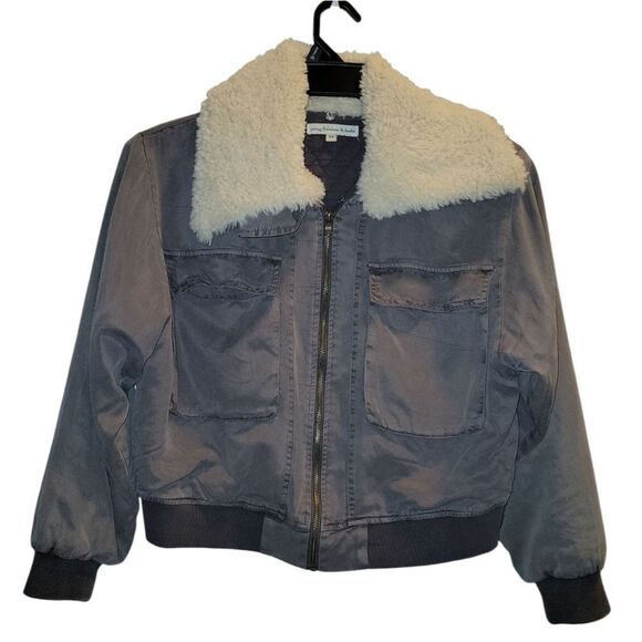 YOUNG FABULOUS & BROKE YFB Earhart Sherpa Collar Jacket Medium Cropped - Picture 2 of 9